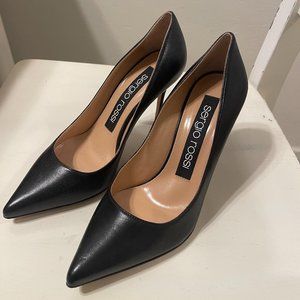NEW Sergio Rossi Nappa Leather Black Pumps Size 36